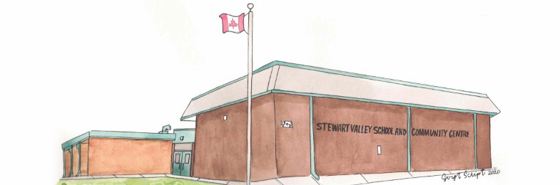 Painting of Stewart Valley School by Swift Script